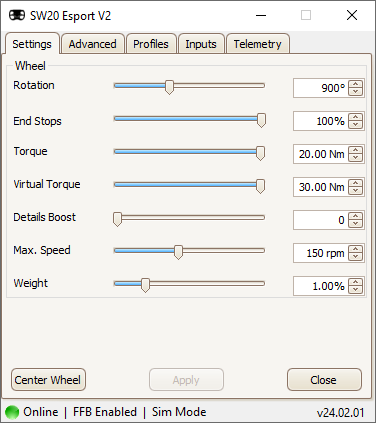 SW20 Esport V2 (20Nm Direct Drive Wheel)