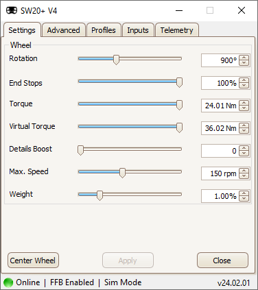 SW20 Plus V4 (24Nm Direct Drive Wheel)