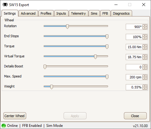 SW15 Esport (15Nm Direct Drive Wheel)